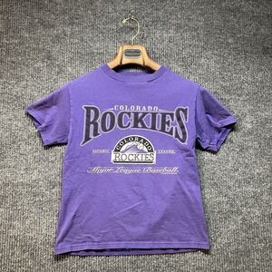 VTG Lee Sport Colorado Rockies Graphic T Shirt Size Youth M(10-12) Purple‎ MLB